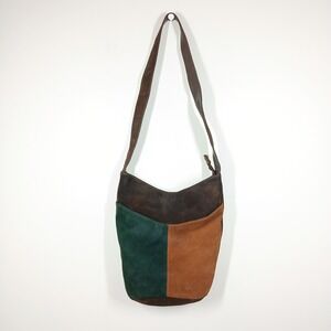 Sonoma Bag Brown Green Leather Suede Patchwork Hobo Shoulder